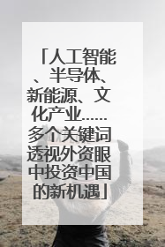 人工智能、半导体、新能源、文化产业……多个关键词透视外资眼中投资中国的新机遇